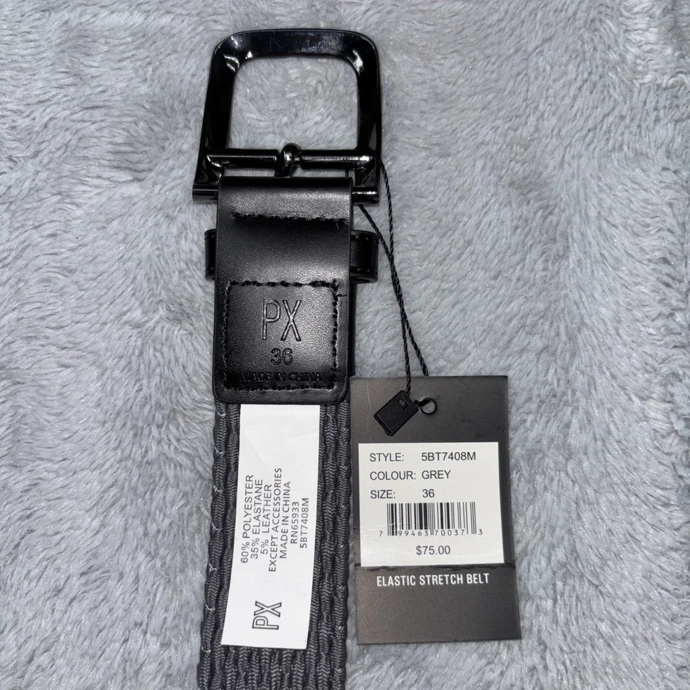 PX Reid Men's‎ Elastic Stretch Belt in gray, size 36 NWT